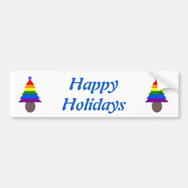 Pegatina Para Coche Gay Men Rainbow Christmas Tree Personalizado (Frente)