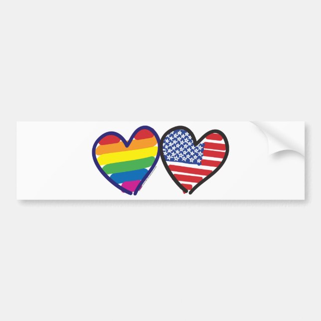 PEGATINA PARA COCHE GAY-PRIDE-HEART-AND-FLAG (Frente)