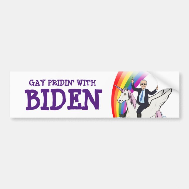 PEGATINA PARA COCHE GAY PRIDIN' CON BIDEN (Frente)