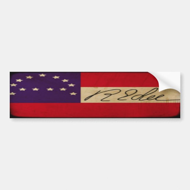 Pegatina Para Coche General Lee Headquarters Flag con la firma (Frente)