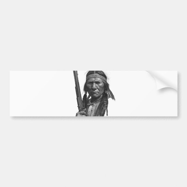 Pegatina Para Coche Geronimo Blanco y Negro (Frente)