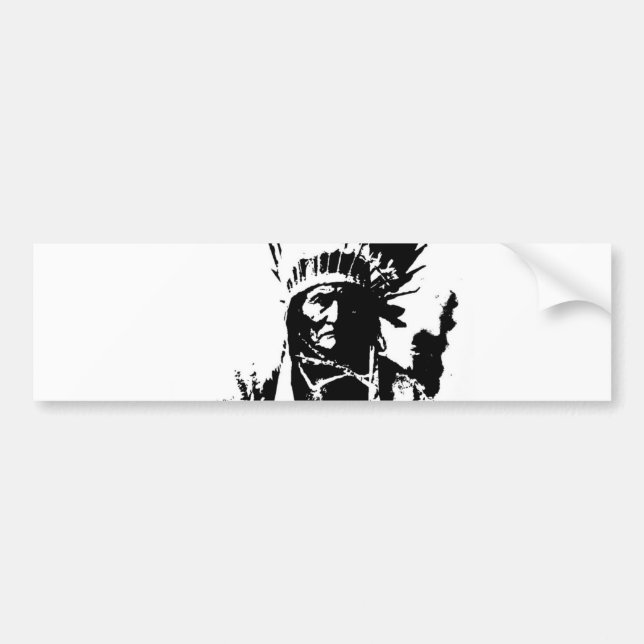 Pegatina Para Coche Gerónimo en blanco y negro (Frente)