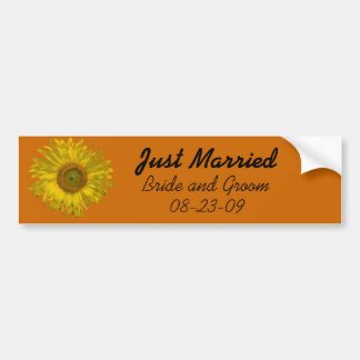Pegatina Para Coche Girasol amarillo en Naranja recién casado Boda