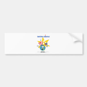 Pegatina Para Coche Globe con bandera estadounidense