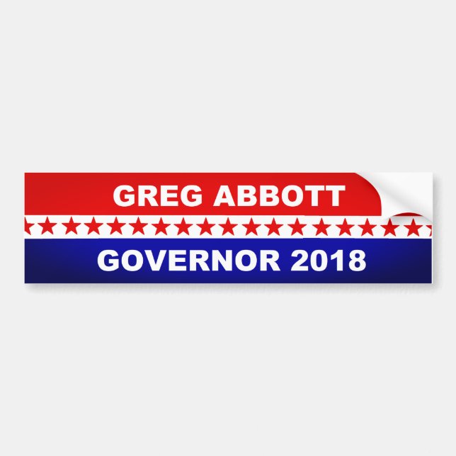 Pegatina Para Coche Gobernador 2018 de Greg Abbott Tejas (Frente)