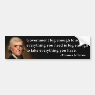 Pegatina Para Coche Gobierno de Thomas Jefferson bastante grande