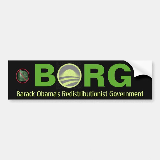 Pegatina Para Coche Gobierno del Redistributionist de BORG Barack (Frente)