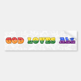 Pegatina Para Coche "God Loves All" Gay/LGBTQIA+/Queer Christian Pride