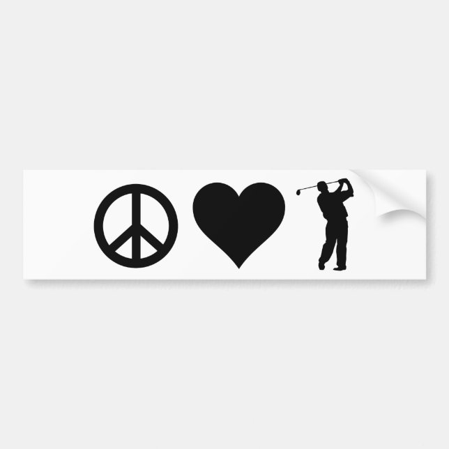 Pegatina Para Coche Golf del amor de la paz (Frente)