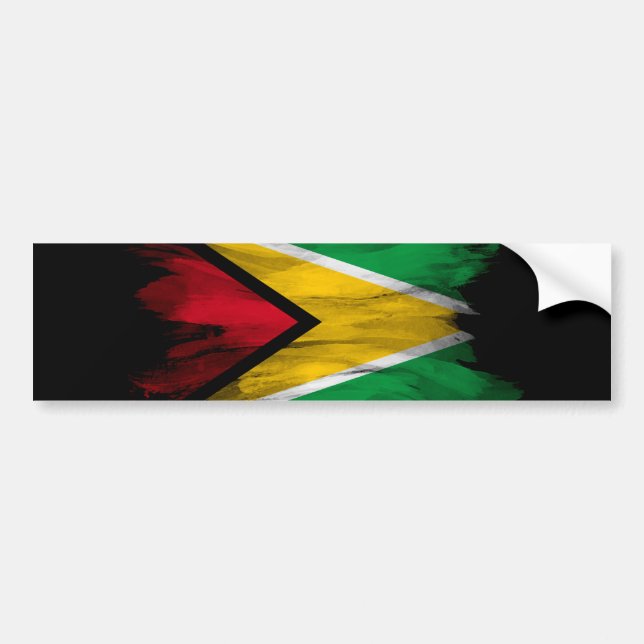 Pegatina Para Coche Golpe de pincel de bandera de Guyana, bandera naci (Frente)