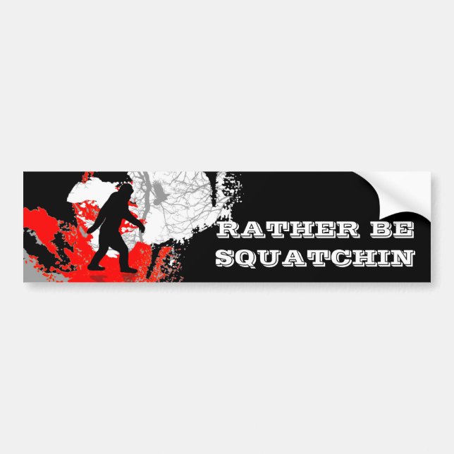 Pegatina Para Coche Gone Squatchin, pie negro (Frente)