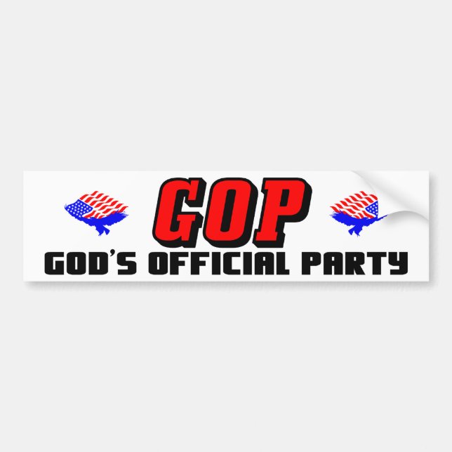 Pegatina Para Coche GOP: ¡El fiesta oficial de dios! (Frente)