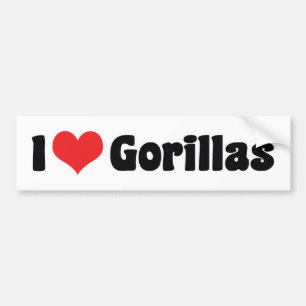 Pegatina Para Coche Gorilas del Corazón que Amo - Amante de Gorilas