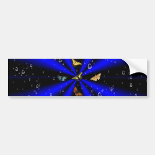 Pegatina Para Coche Gotas de lluvia y mariposa en negro y azul