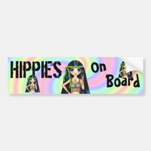 Pegatina Para Coche Gracioso cartel de paz de pasteles hippie a bordo