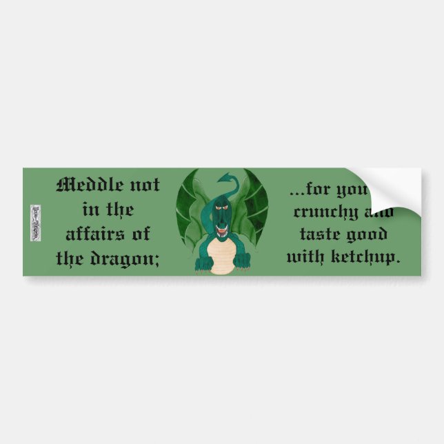 Pegatina Para Coche Gracioso Dragon Bumper Sticker (Frente)