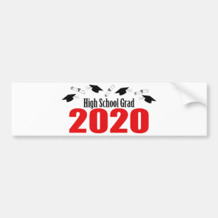 Pegatina Para Coche Grado De Secundaria 2020 Caps Y Diplomas (Rojo)
