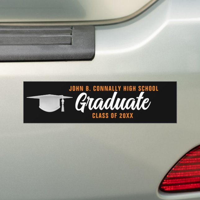 Pegatina Para Coche Graduación personalizada de graduado negro naranja (en coche)