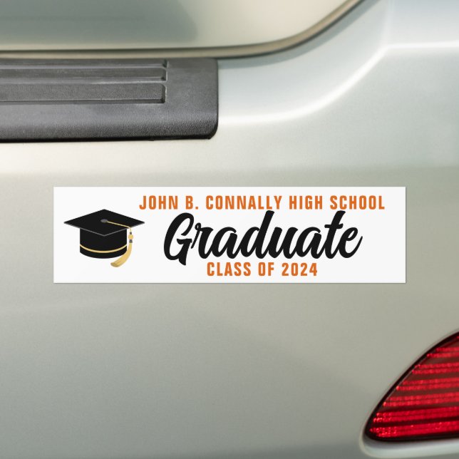 Pegatina Para Coche Graduación personalizada de graduado negro naranja (en coche)