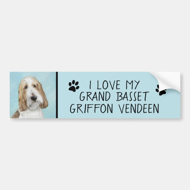 Pegatina Para Coche Gran Basset Griffon Vendeen - Arte Perro Original (Frente)
