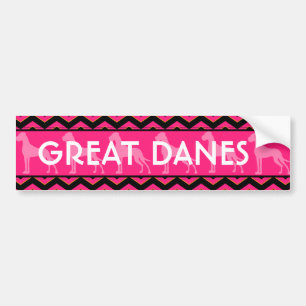 Pegatina Para Coche Gran Danés rosa negro siluetas Art Nouveau