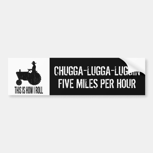 Pegatina Para Coche Granjero divertido Chugga Luggin del tractor lento (Frente)