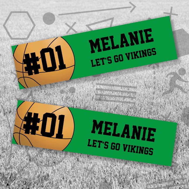 Pegatina Para Coche Green Black Basketball (Green and Black Baseball Let's Go Team Bumper Sticker. Celebrate your high school / college athlete.)