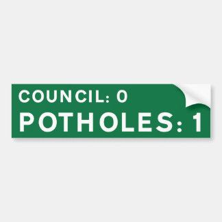 Pegatina Para Coche Green Pothole Bumper Sticker Council 0, Potholes 1