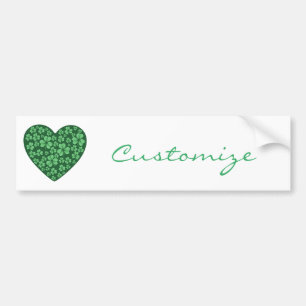Pegatina Para Coche green Shamrock heart St Patrick's Day