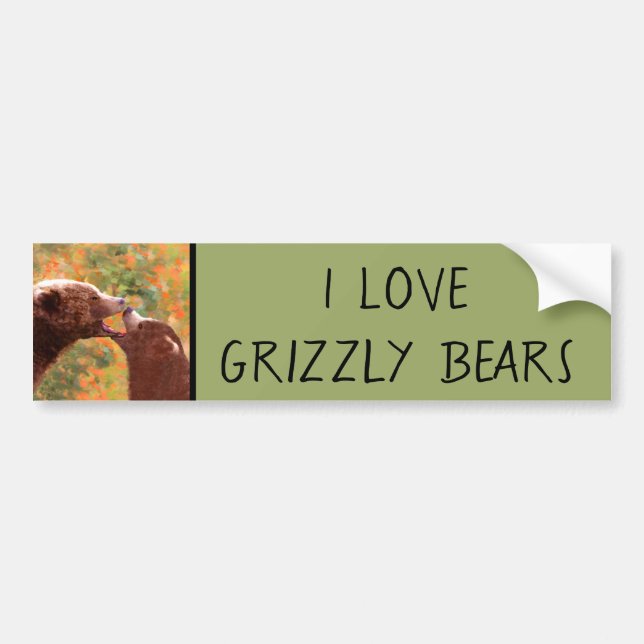 Pegatina Para Coche Grizzly Bear Mom and Cub Painting - Wildlife Art (Frente)