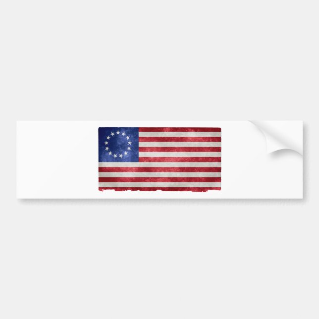 Pegatina Para Coche Grunge de la bandera de Betsy Ross (Frente)
