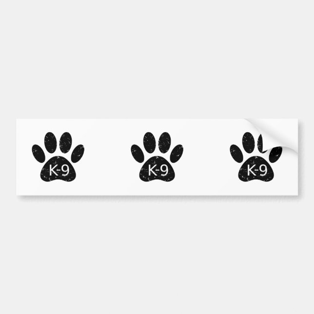 Pegatina Para Coche Grunge Perro angustiado Paw K-9 (Frente)