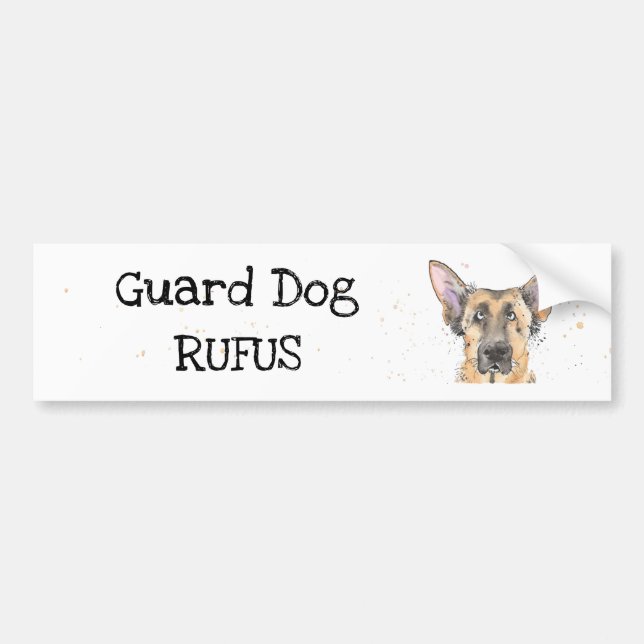 Pegatina Para Coche Guard DOG cute German Shepherd/Alsatian customized (Frente)