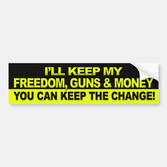 Pegatina Para Coche Guardaré mi libertad, armas y dinero - Obama (Frente)