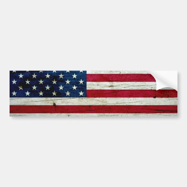 Pegatina Para Coche Guay apenó la madera de la bandera americana (Frente)