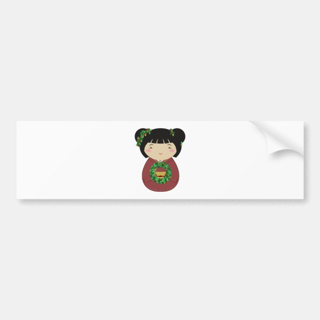 Pegatina Para Coche Guirnalda del navidad de Kokeshi (Frente)