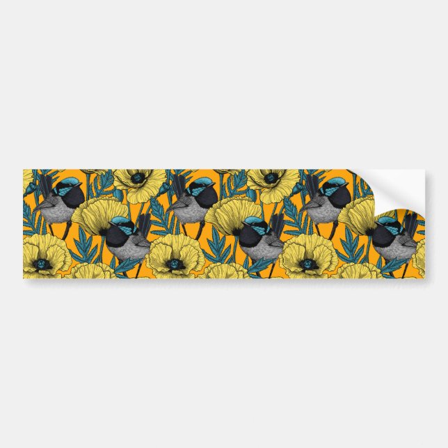 Pegatina Para Coche Guirnaldas de hadas y amapolas de amarillo (Frente)