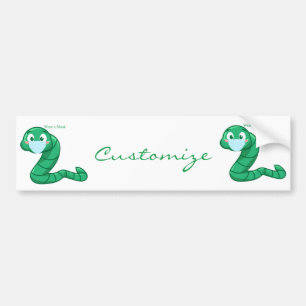 Pegatina Para Coche Gusano Kawaii Verde Thunder_Cove