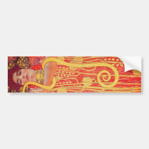 Pegatina Para Coche Gustav Klimt Red Woman Gold Snake Pintura