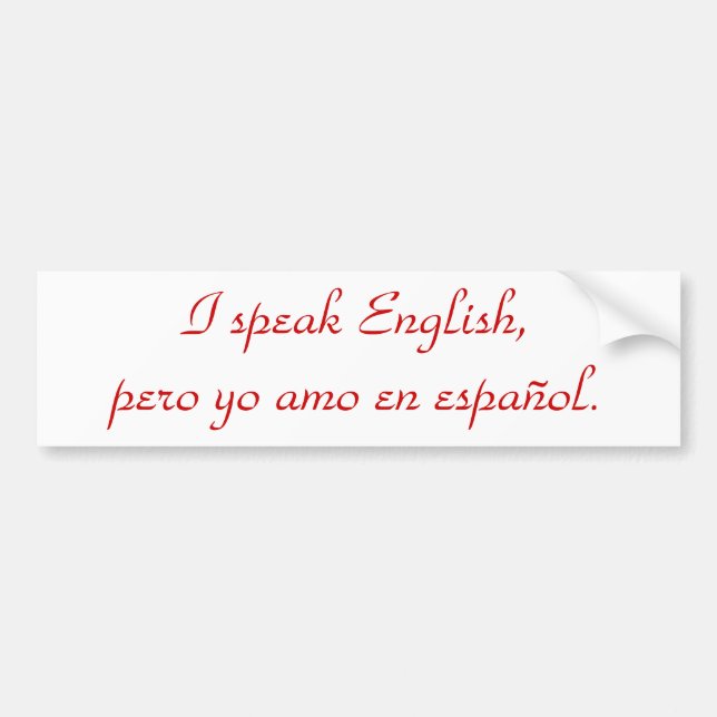 Pegatina Para Coche Hablo inglés, en español. del amo del yo del pero (Frente)