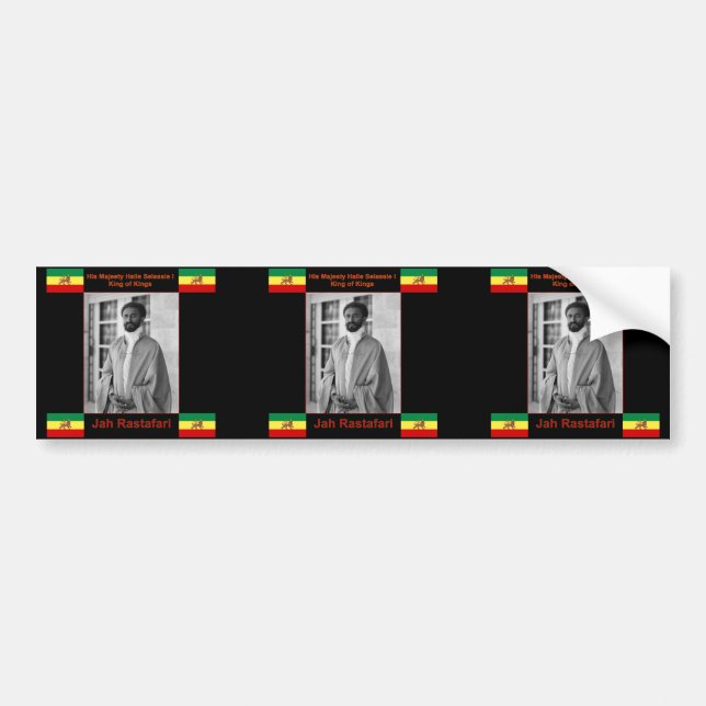 Pegatina Para Coche Haile Selassie el león de Judah, Jah Rastafari (Frente)