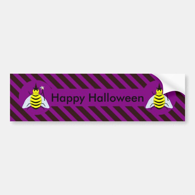 Pegatina Para Coche Halloween Magic Bee Wizard Purple and Black Stripe (Frente)