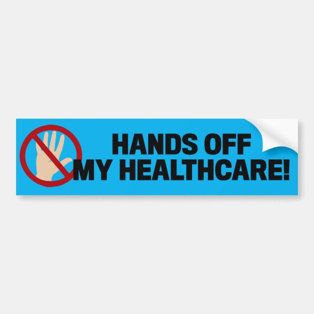 Pegatina Para Coche Hands Off My Healthcare Anti-Republican (Frente)