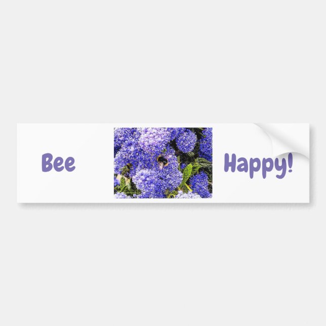 Pegatina Para Coche Happy Flower Bee Floral (Frente)