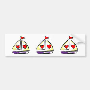 Pegatina Para Coche Heart Sailboat Red Hearts Love Sailing Boating
