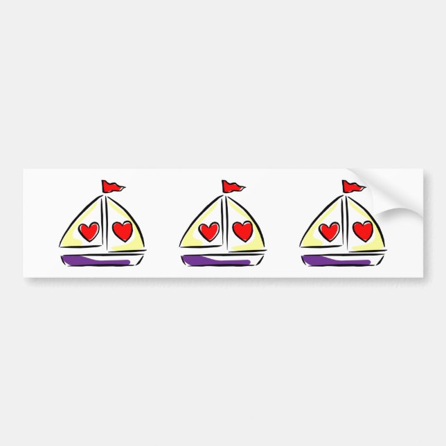Pegatina Para Coche Heart Sailboat Red Hearts Love Sailing Boating (Frente)