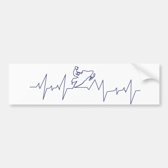 Pegatina Para Coche Heartbeat-Snowmobile (Frente)