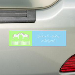 Pegatina Para Coche Hermoso Personalizado de caballos Boda blanco