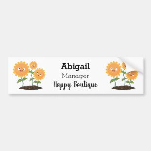 Pegatina Para Coche Hermosos girasoles alegres sonrientes ilustracion 