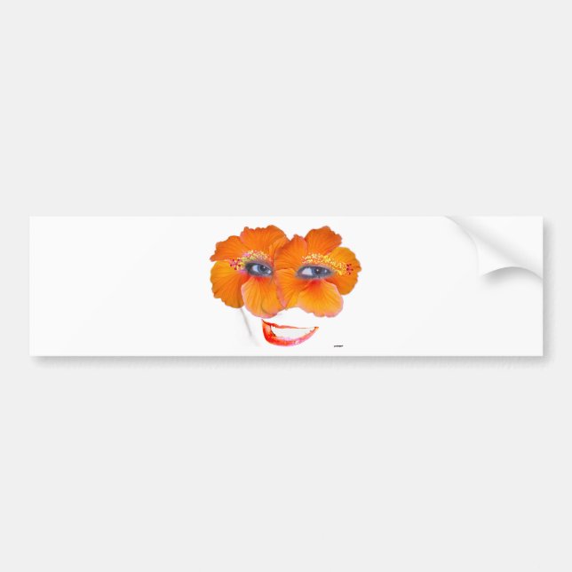 Pegatina Para Coche Hibiscus Face con sonrisa - Naranja (Frente)